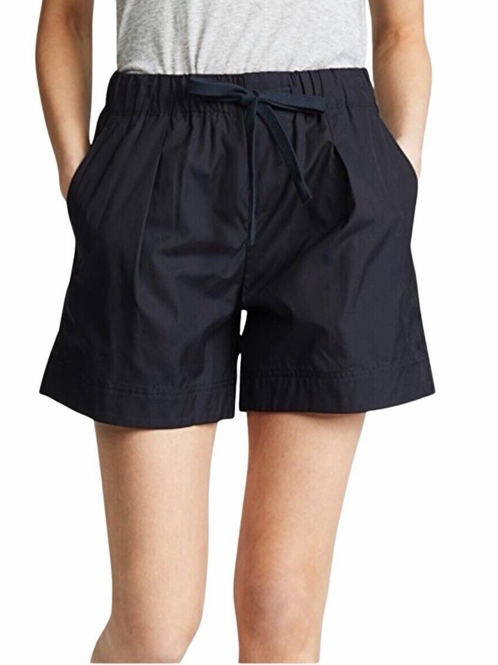 Vince pleated black pleated drawstring shorts XS 100% cotton perfect condition